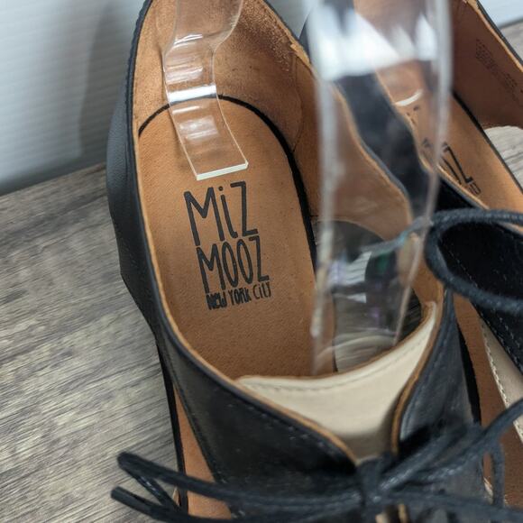 Miz Mooz Fleur Oxford Heel Shoes Size 8 Black Beige - Picture 11 of 12